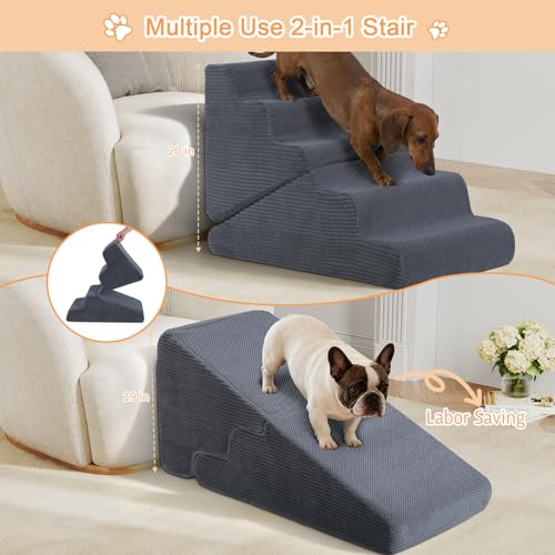 Dog Ramp for Bed (Grey / Extra Wide 5 Step)