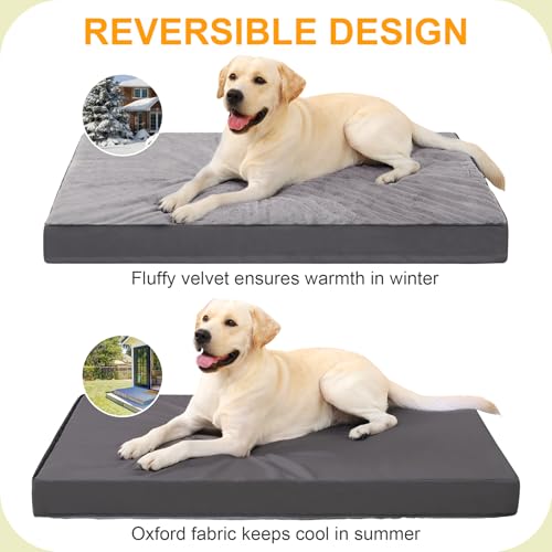 Orthopedic Dog Bed for Large Dogs with Waterproof (Dark Grey / 41.0"L x 27.0"W x 3.0"Th)