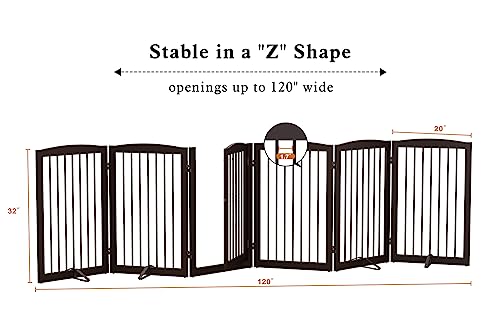 Freestanding Pet Gate with Door (6 Panel 32" / Dark Brown)