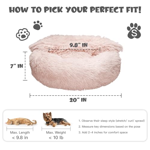 Covered Small Dog Bed with Blanket Attached Calming Burrow Beige (20.0"L x 20.0"W x 7.0"Th / Beige)
