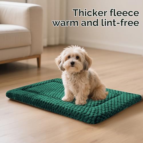 Dog Bed Crate Mat (S(24"*18"*1.5") / Dark Green-1pc)