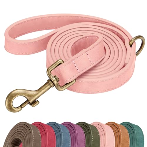 PU Leather Dog Leash for Medium Large Dogs (Pink / 3/4''x 5FT)