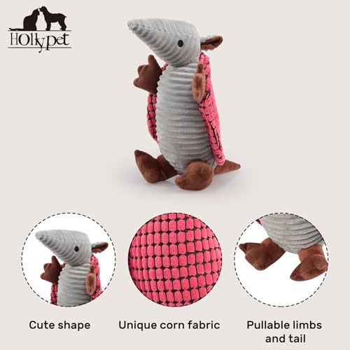 Armadillo Squeaky Dog Toys for Medium Large Dogs (10 IN / Bright Pink)
