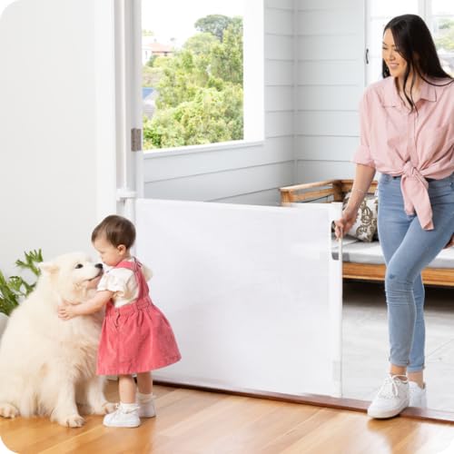 Retractable Baby Gate (White / 33" Tall x 71" Wide)
