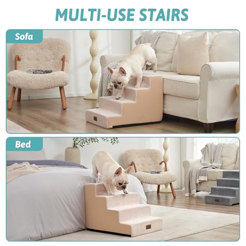 Dog Stairs for Small Dogs (Beige / 17.7x23.6x17.7 inch)