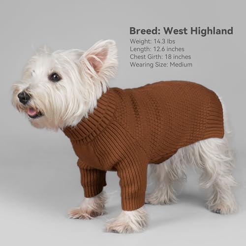 Dog Sweater Long Sleeve Warm Sweaters for Small Dogs Boy Girl Cats (Brown / Medium)