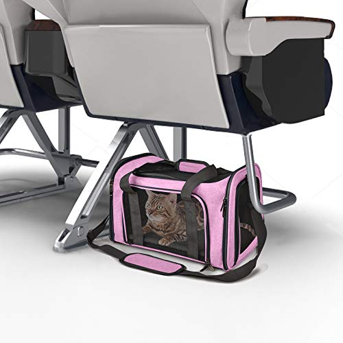 Pet Carrier for Small Medium Cats Dogs Puppies up to 15 Lbs (17.0"L x 11.0"W x 11.0"H / Pink)