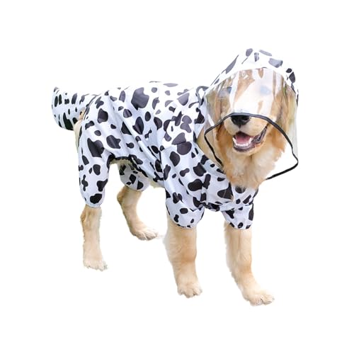 Dog Raincoat Tail Protect Legs Cover Cow Cosplay Raincoat Costume Cute Animals Pattern Raincoat Jacket for Medium Large Dogs 4XL (4XL-Back<20'' For 33-44lb dogs / Cow)