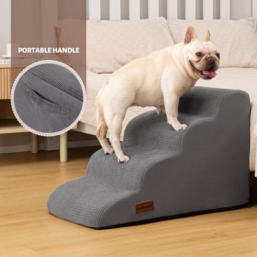 Dog Steps for Bed or Couch (Grey / Standard 4-Step 17.4"H)