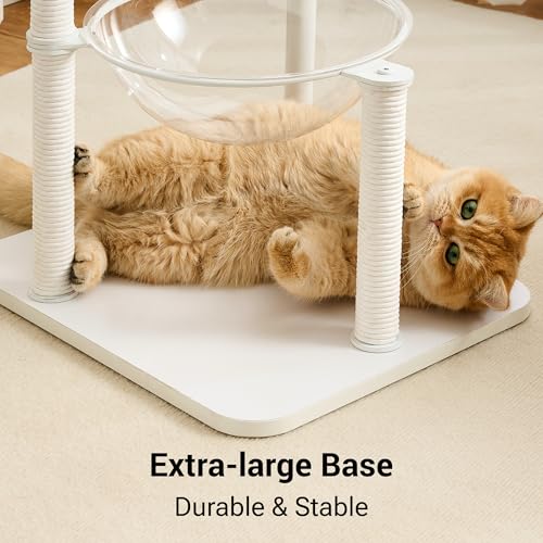 34" Modern Cat Tree Furniture for Indoor Small & Medium Cats (Soft White-34")