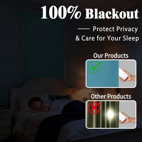 100% Self Adhesive Blackout Curtains (59"W x 72"L (Pack of 1) / Stone Blue)