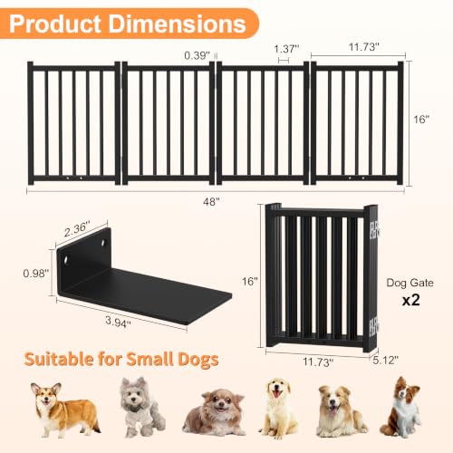 2 Pack Short Dog Gate Indoor (Black / 4 Panel-16''H (2Pack))