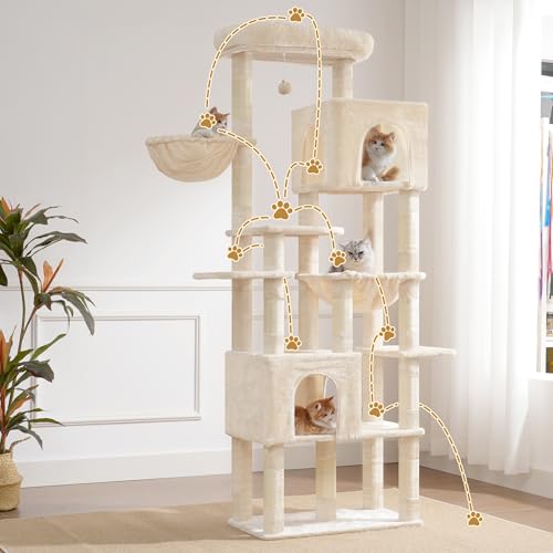 Cat Tree, 76-Inch Tall Heavy Duty Cat Tower for Big Cats HCT039M (Beige / 76.8 inch)