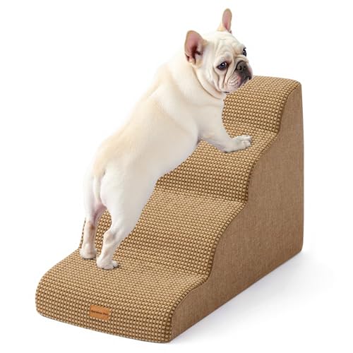 Dog Stairs for Small Dogs 19.7" H (Brown / Curved 15.7"x28"x19.7")