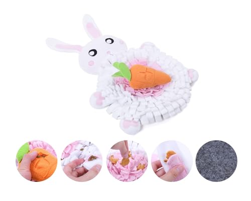 Ferret Cats Snuffle Mat Fleece Foraging Mats Interactive Feeding Toy Small Animal Rabbit Guinea Pig Rat Hamster Anti Slip Treat Dispenser Slow Feeder (Bunny)