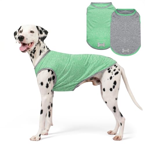 2Pack Dog Shirt for Large Dogs Sun Protection Tank Top for Summer (XXX-Large (55-75lbs) / 8# 2Pack (Grey+Dark Green))