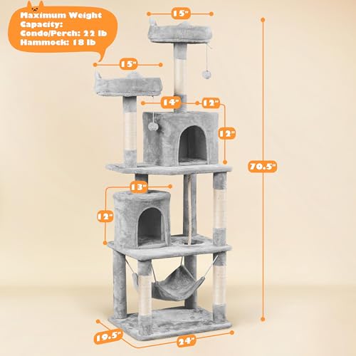 Cat Tree Tower (70.5in / Light Gray)