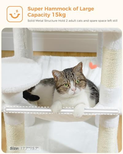 45.7" Cat Tree with Hammock (White / 45.7in)