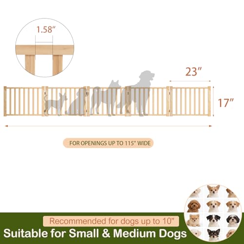 Wooden Freestanding Dog Gate Indoor (【5 Panels】H:16.9")