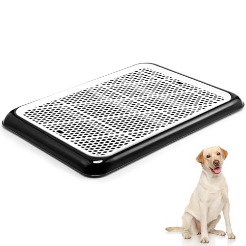 Dog Pee Pad Holder Potty Tray Portable Dog Litter Box Toilet Training for Indoor Outdoor Small Medium Large Pet Puppy (Black / 25.59 x 18.9 Inches)