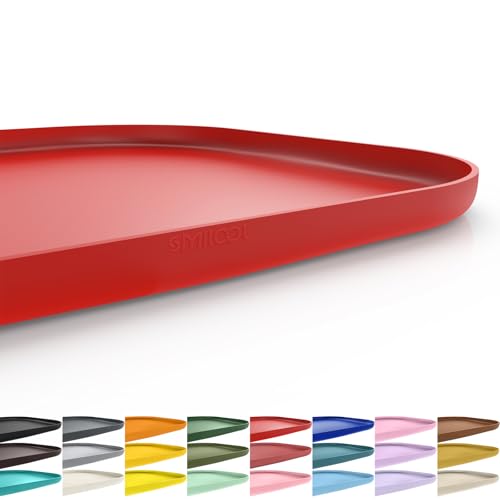 Waterproof Silicone Pet Food Mat with Raised Edge for Dog & Cat (Red / 19"L x 12"W)