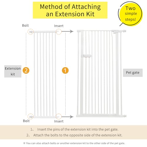 Extra Tall Cat Gate Extension Kit 55.12" High 16.73" Wide White (55.12" H-white / 16.73" W, Extension)