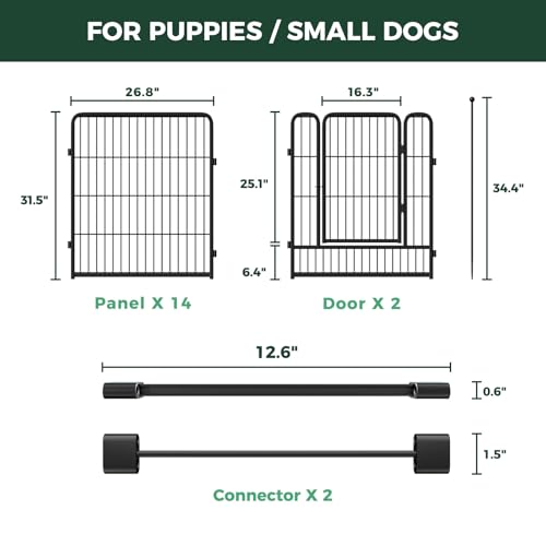 Rollick Dog Playpen with Divider Connectors (Black / 32"H)
