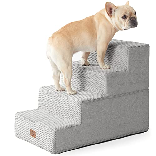 Dog Stairs for Bed 18" H (Light Grey / Standard 15" x 24" x 18")