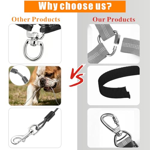 Dog Seat Belt for Car Stainless Steel 3 in 1 Dog Seatbelt Black (Black)