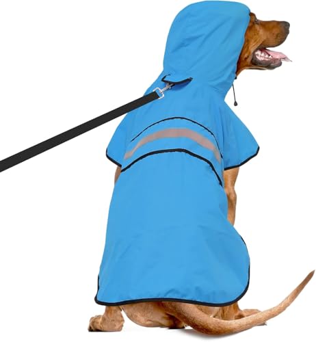 Dog Raincoat Reflective Waterproof Hooded Pet Rain Jacket (Blue / XX-Large)