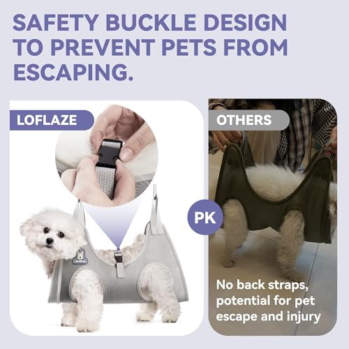 Dog Grooming Hammock Harness for Dogs & Cats with Pet Nail Clipper Trimmer (M ( Legs Distance : 7-14" / Max W：45lb ) / Grey)