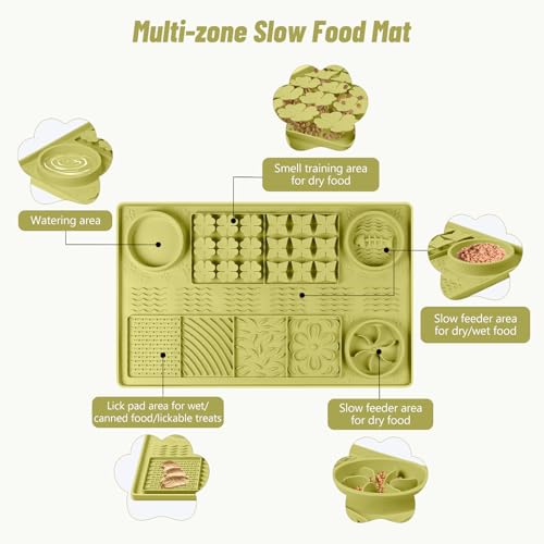 Silicone Lick Mat for Dogs 32"x 20" Large Slow Feeder Mat (Green:32"x20")