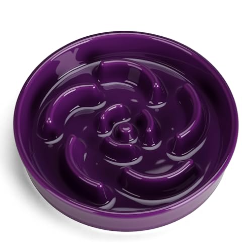 Ceramic Slow Feeder Dog Bowl (Flower - Deep purple / 2 Cups)