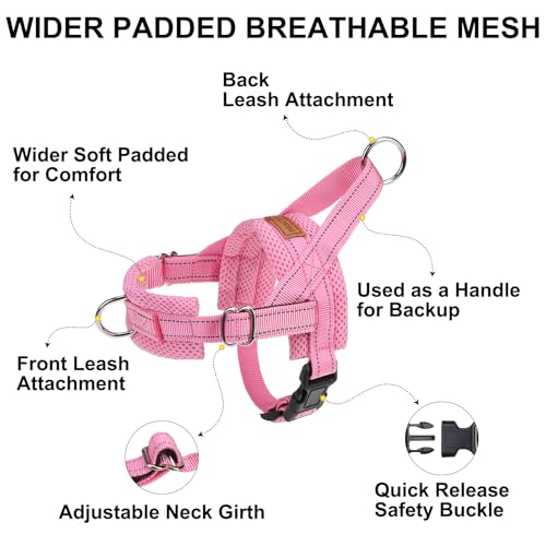 Small Dog Harness and Leash Set (Light pink / S: Chest 17.5"-22")