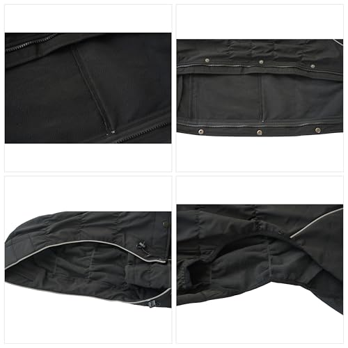 Fleece Lined Dog Raincoat with Removable Hood (Black-Fleeced / XXS (Back 9"))