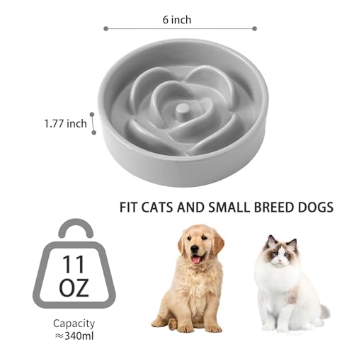 6'' Ceramic Slow Feeder Dog Bowls (6 inch / Grey)