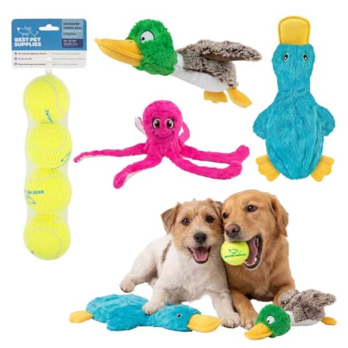 Squeaky Dog Toys with Soft Durable Fabric for Small (Duck Duck Octomutant / Large)