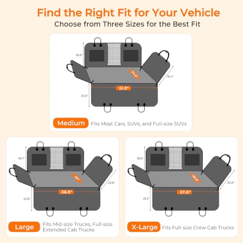 PU Leather Dog Back Seat Extender for Full (Matte Black / XL - Full Size Crew Cab Truck)