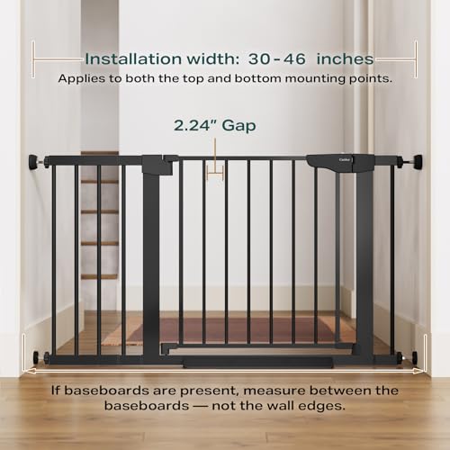 30 46" Baby Gate for Stairs (Black / 30"-46" W x 30.5" H)