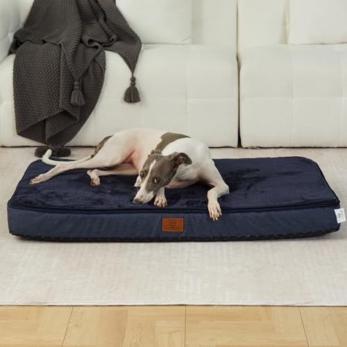 Memory Foam Large Dog Bed (35.0"L x 23.0"W x 4.0"Th / Navy Blue)
