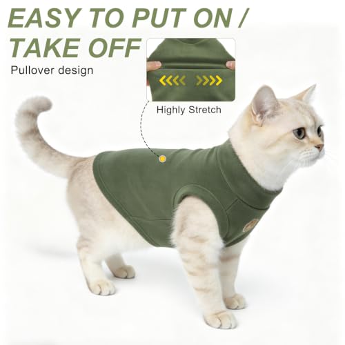Cat Sweater Turtleneck (M (Chest: 17", Neck: 13", Back: 12") / Army Green)