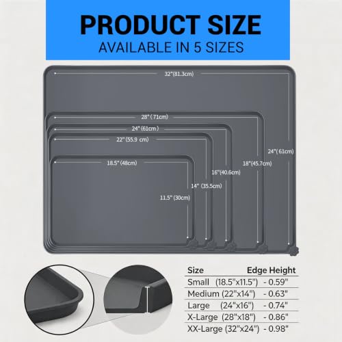 Silicone Pet Feeding Mat (Grey / 18.5" x 11.5")