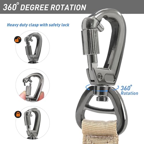 Tactical Bungee Shock Absorbing No Pull Strong Dog Leash (Khaki)