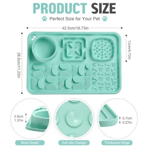 Silicone Dog Slow Feeder Lick Mat with Suction Cups (mint green)