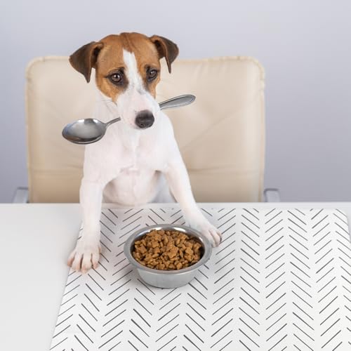 Dog Mat for Food and Water (12"L x 18"W / Mud Cloth)
