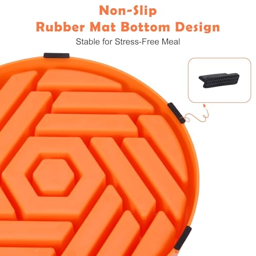 Slow Feeder Dog Bowls Large Medium Breed (Orange)
