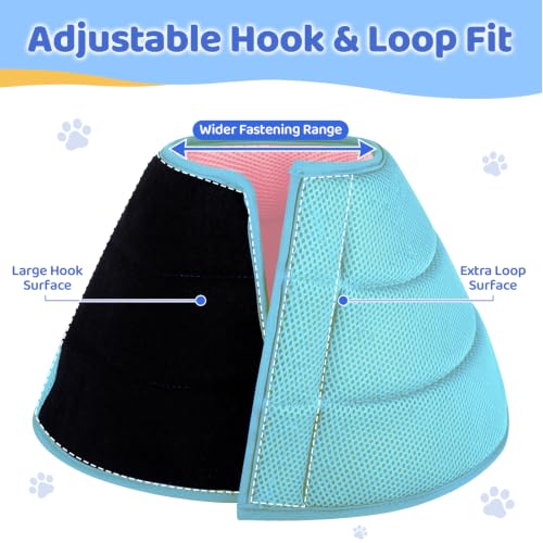Soft Dog Cone Collar to Stop Licking After Surgery (Pink Blue / S)