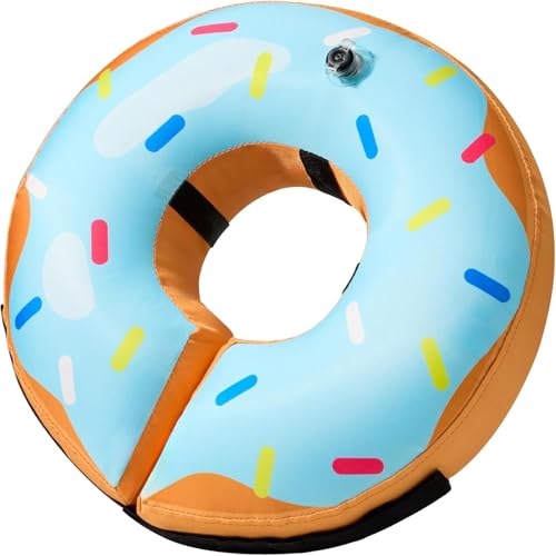 Inflatable Dog Cone Collar Alternative After Surgery Large+ (Blue Donut / Large+[Neck:16"-18"])