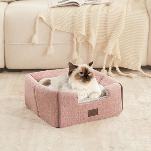 Cat Bed for Indoor Cats (Pink / M(15 x 15 x 15 Inch))