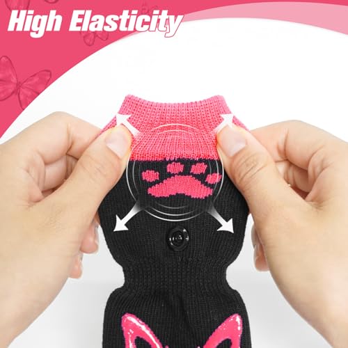 Anti Slip Dog Socks to Prevent Licking Paws for Hot Pavement (Black & Pink / X-Small)